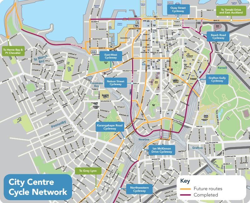 auckland inner city map Auckland City Centre Cycle Map Dec 15 Greater Auckland auckland inner city map