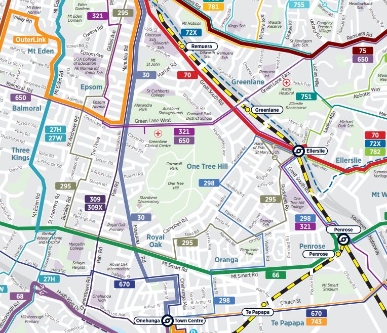 Bus trade-offs and hospitals - Greater Auckland